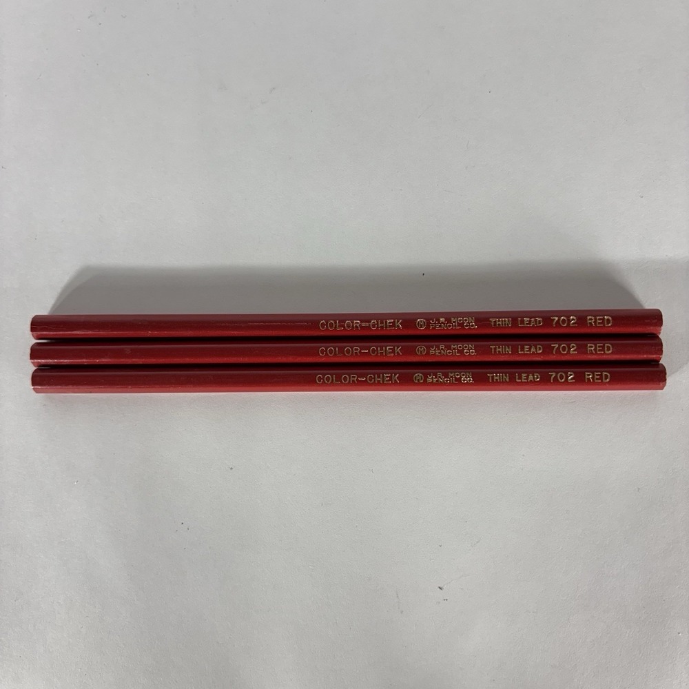 VTG J. R. Moon Color-Chek 702 Thin Lead Pencils (3)‎ NEW